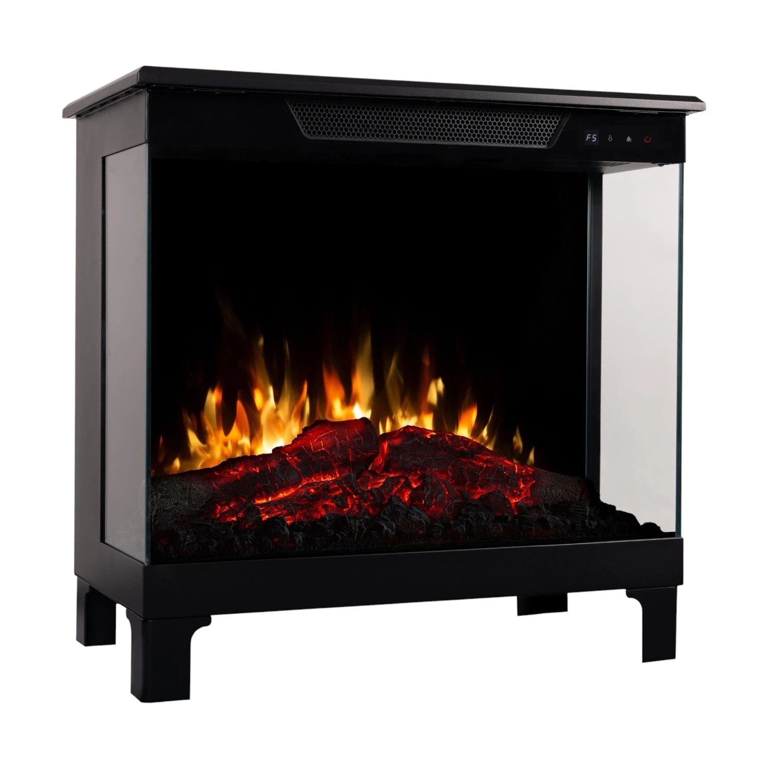 Tower 76 – Freestanding Electric Fireplace with 3-Sided Flame View