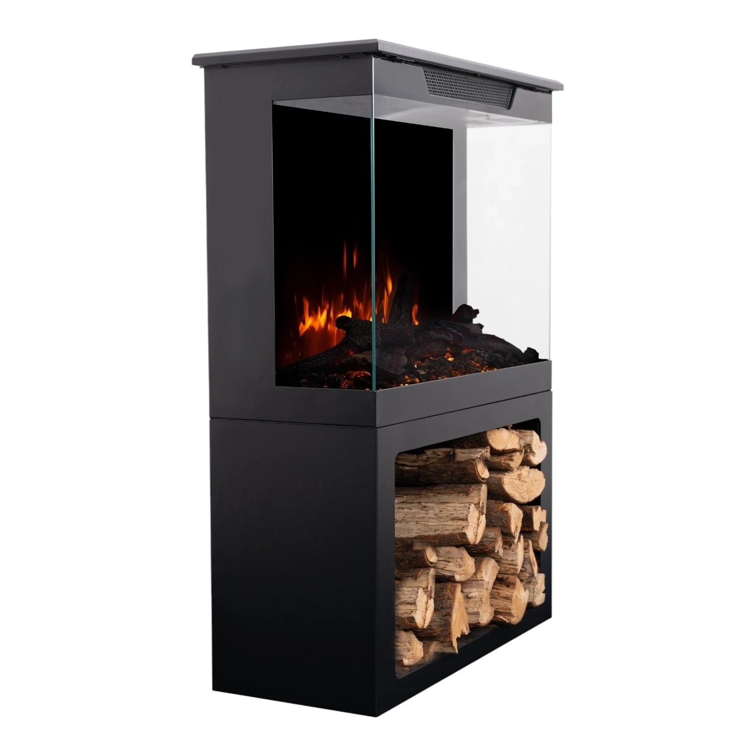 Tower 76 Electric Fireplace with Log Storage