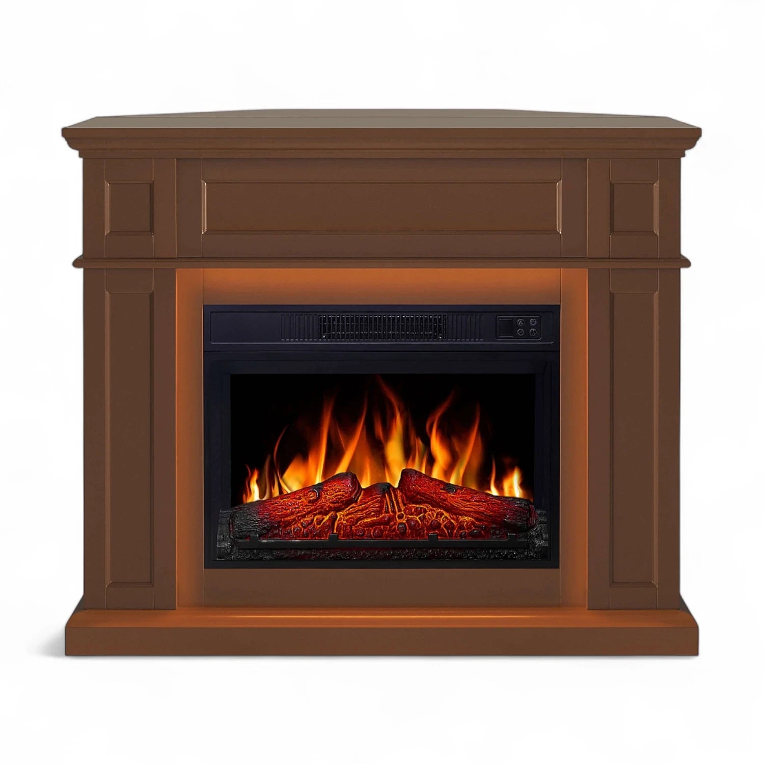 Cheminée électrique Linz 2-en-1 – Marron. Créez un cocon élégant et chaleureux, installation facile et sécurité garantie.