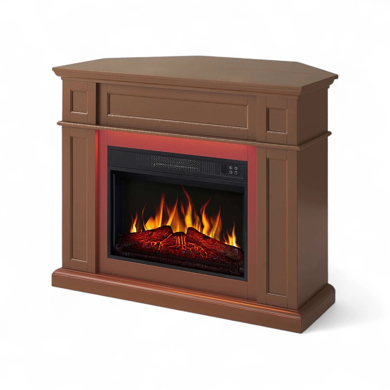 Cheminée électrique Linz 2-en-1 – Marron. Créez un cocon élégant et chaleureux, installation facile et sécurité garantie.