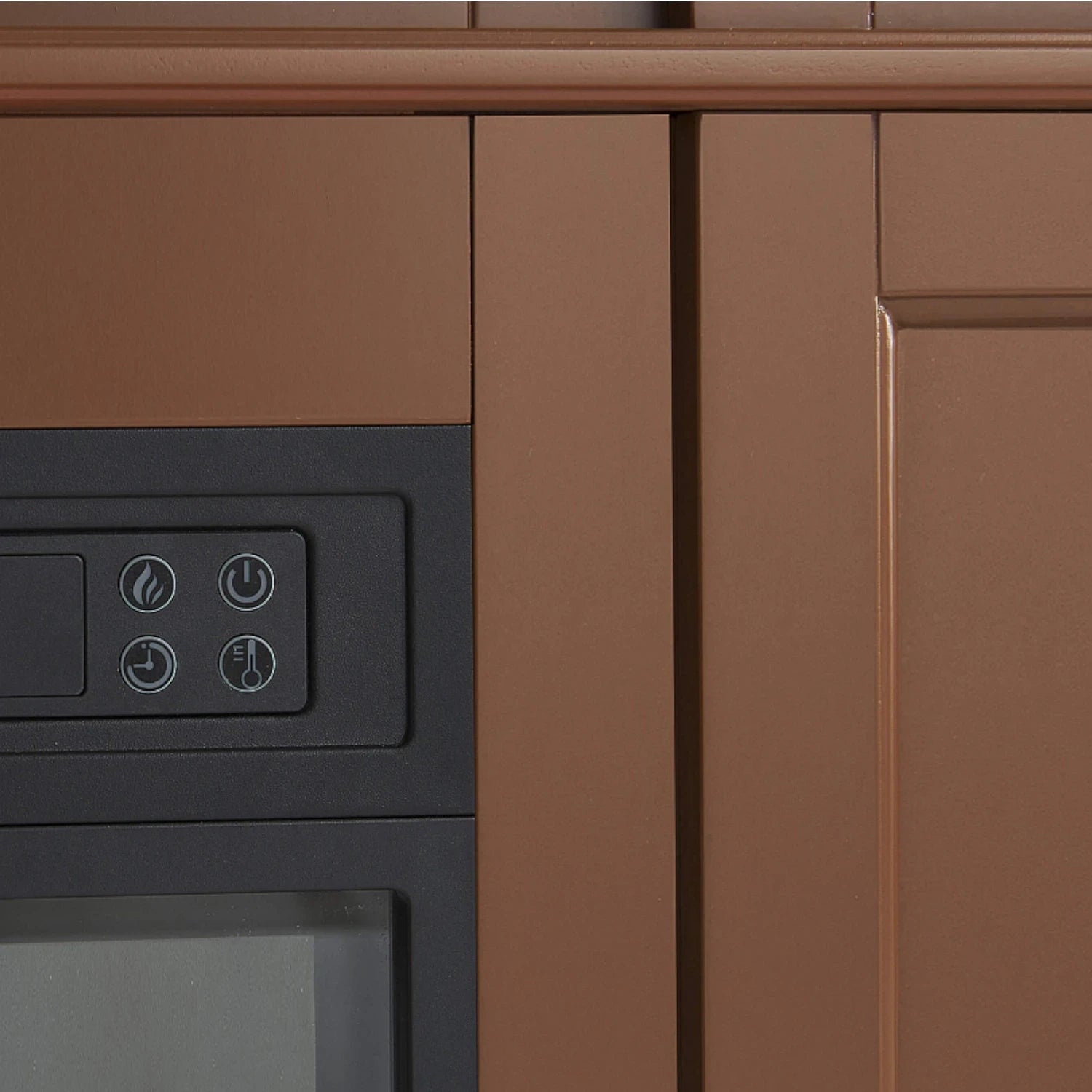 Cheminée électrique Linz 2-en-1 – Marron. Créez un cocon élégant et chaleureux, installation facile et sécurité garantie.
