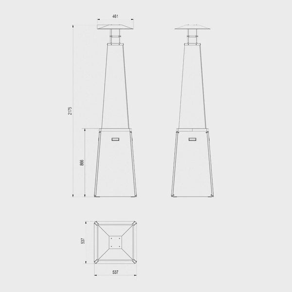 Parasol chauffant pyramide