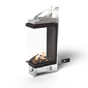 Planika Vitro Room Divider three-sided glass bioethanol fireplace with black finish on white background