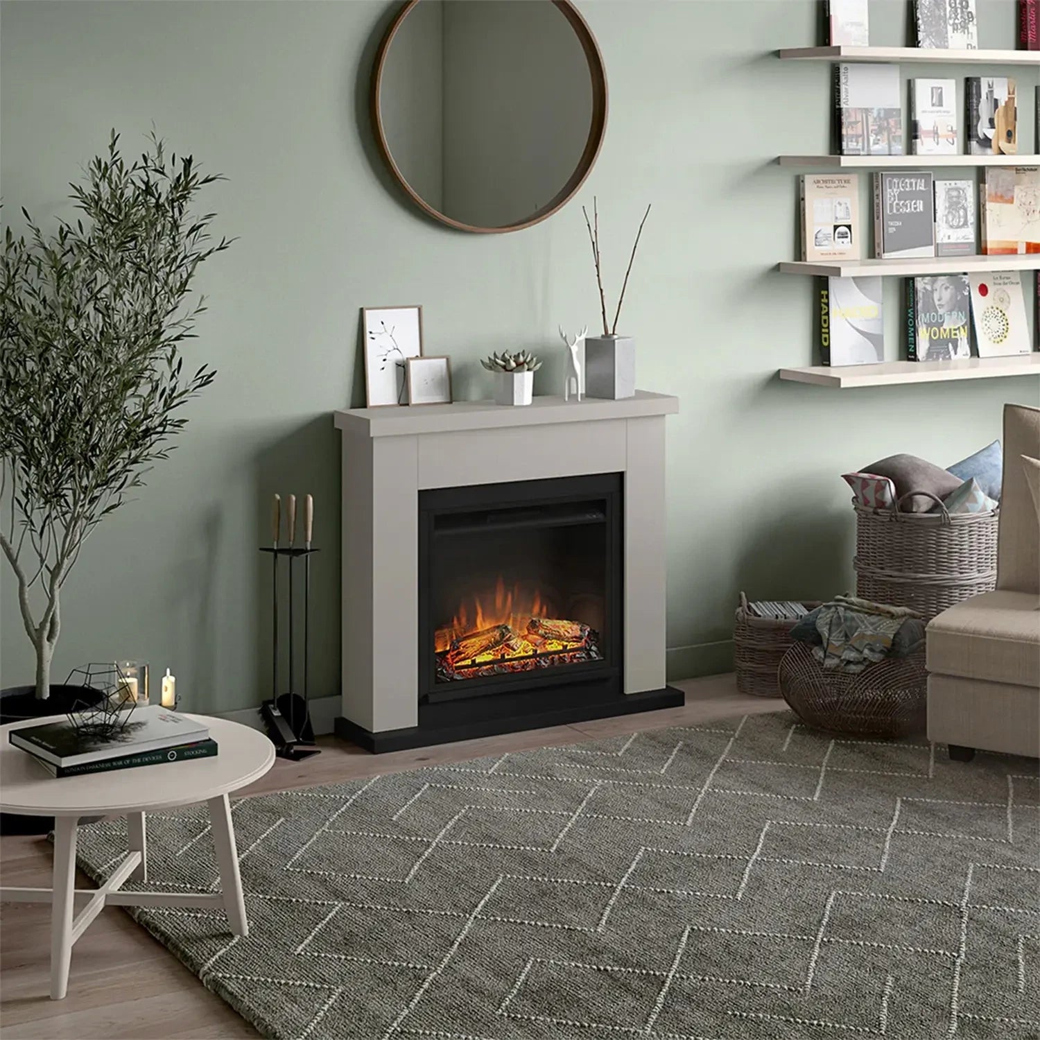 Frode Cheminée électrique – Beige : profitez d’une atmosphère douce et enveloppante, sans contrainte.